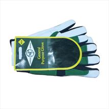 Cardoc Mens Cream Leather Green Back Garden Gloves