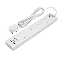 4 Gang 2 mtr Surge Protected Extension Lead with 2 x USB Ports