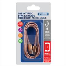 Status USB to USB-C Sync and Charge Cable Rose Gold 1mtr