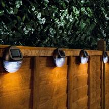 Status Hobart Outdoor Solar Gold Fence Lights Pk of 3