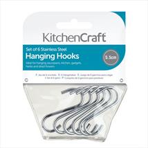 KitchenCraft Stainless Steel Small Hanging Hooks Pk of Six
