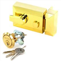 Securit Polished Brass Double Locking Night Latch Narrow