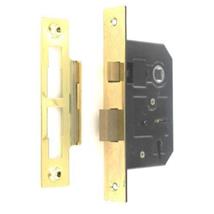Securit 3 Lever Sash Lock Brass Plated with 4 Keys 63mm