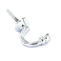 Securit Ball End Chrome Tie Back Hook 40mm Pack of 2