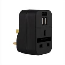 Status Plug Through Adaptor Black with 2 x USB Ports