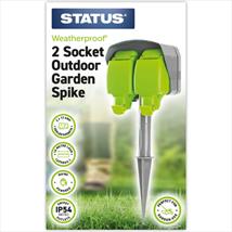 Status IP54 Weatherproof 2 Socket Garden Spike 15 Mtr