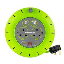 Status 0 Metre 13 Amp 2 Socket Cable Reel with Thermal Cut Out