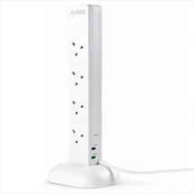 8 Socket Anti Surge 2m Tower with 2 x USB A