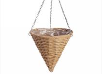 Natural Rattan Effect Cone Hanging Basket