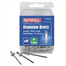 Faithfull Aluminium Rivets 4.8 x 14mm Long Pk of 50